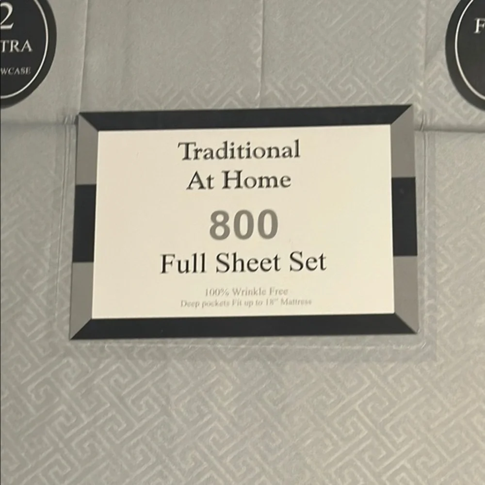 Traditional At Home Full 6 pc Sheet Set Platinum Gray Embossed Maze Print